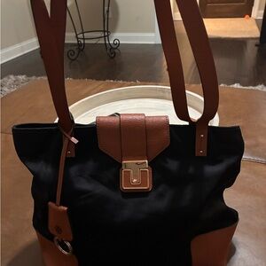 Tory Burch Black and Tan Shoulder Bag